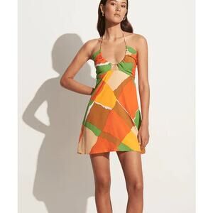 Faithfull The Brand Romper Dress Women's 6 Orange Cotton Off-Shoulder Party NWT